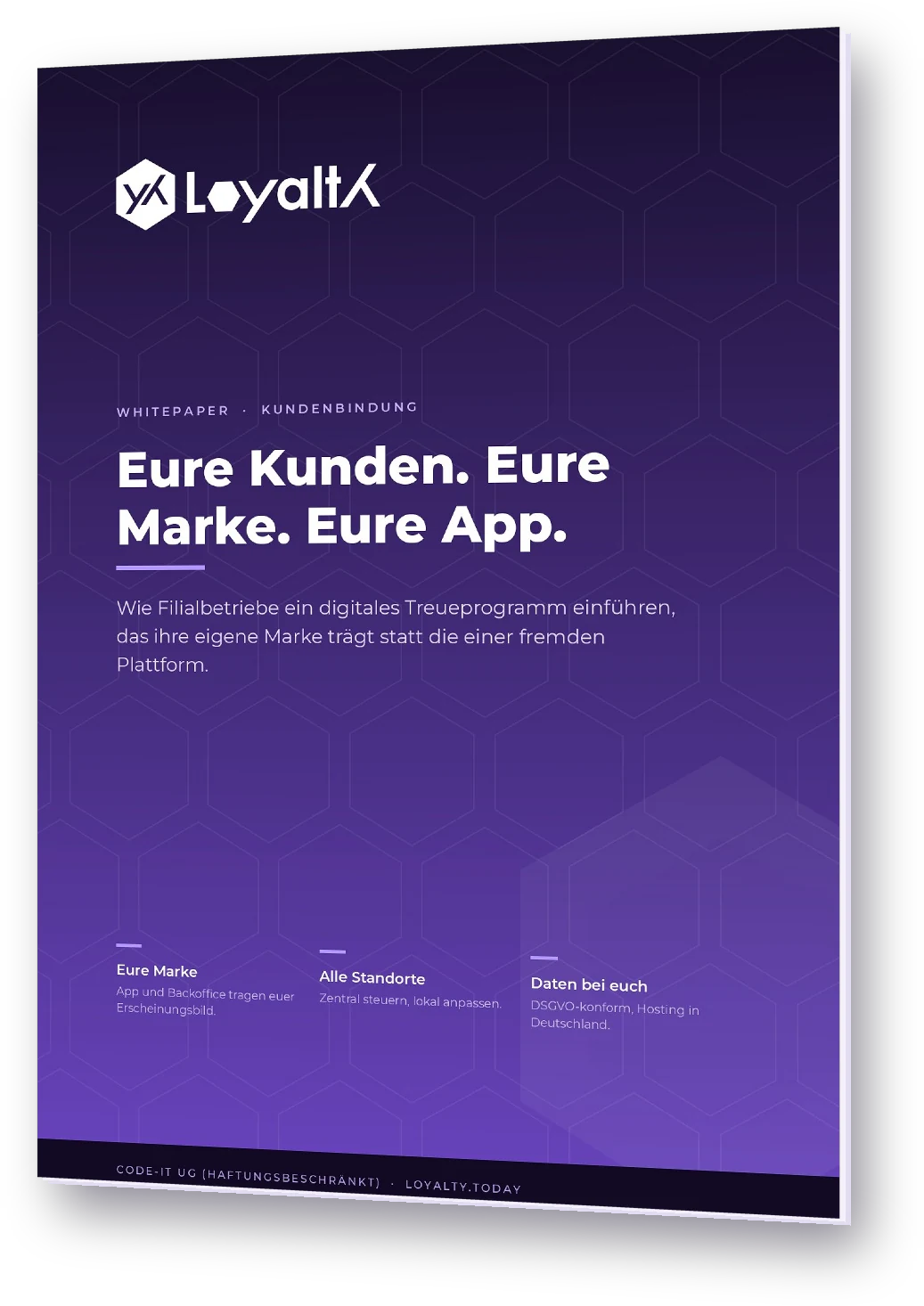Titelblatt des Loyalty-Whitepapers für Filialbetriebe: Eure Kunden. Eure Marke. Eure App.